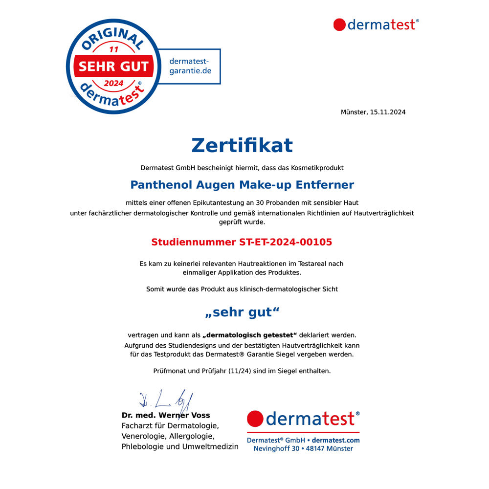 Zertifikat Dermatest 2-Phasen Make-Up Entferner
