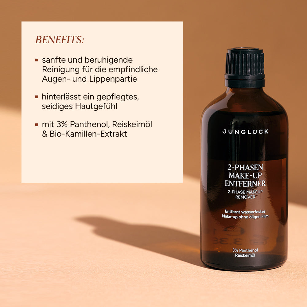 Junglück 2-Phasen Make-Up Entferner in Braunglasflasche - Benefits