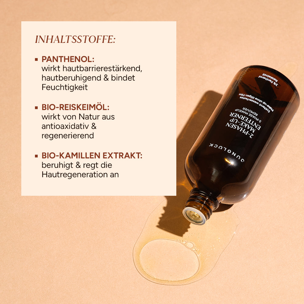 Junglück 2-Phasen Make-Up Entferner in Braunglasflasche - Inhaltsstoffe