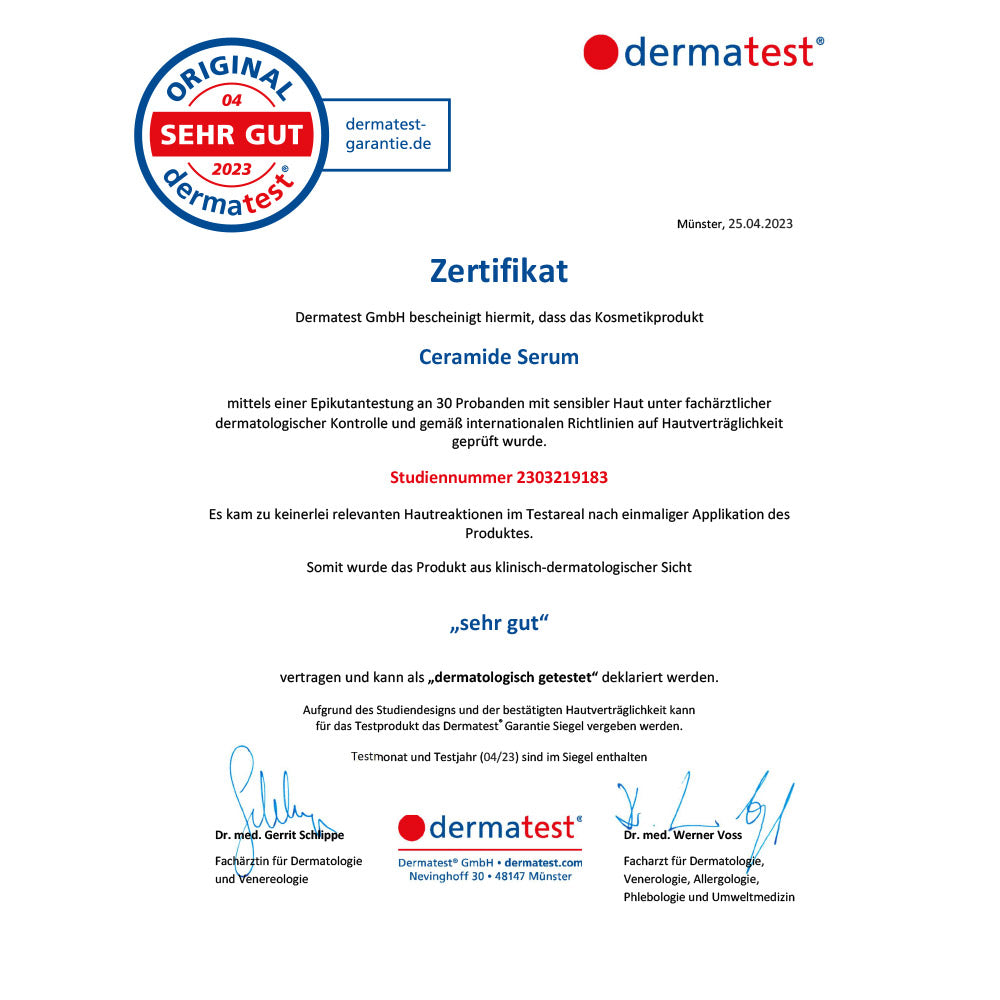 Zertifikat Ceramide Serum JUNGLÜCK