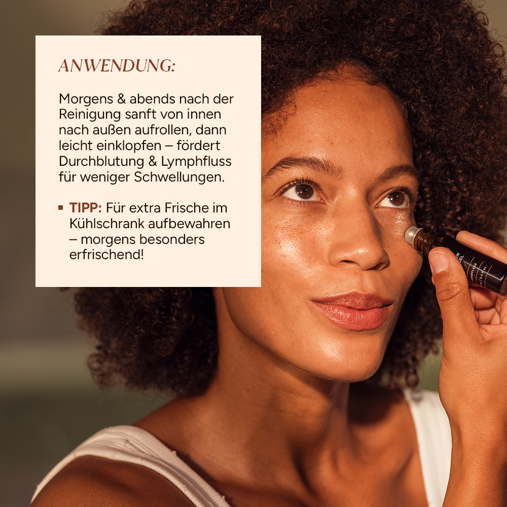 Anwendung HyaluronAugengel-RollOn JUNGLÜCK