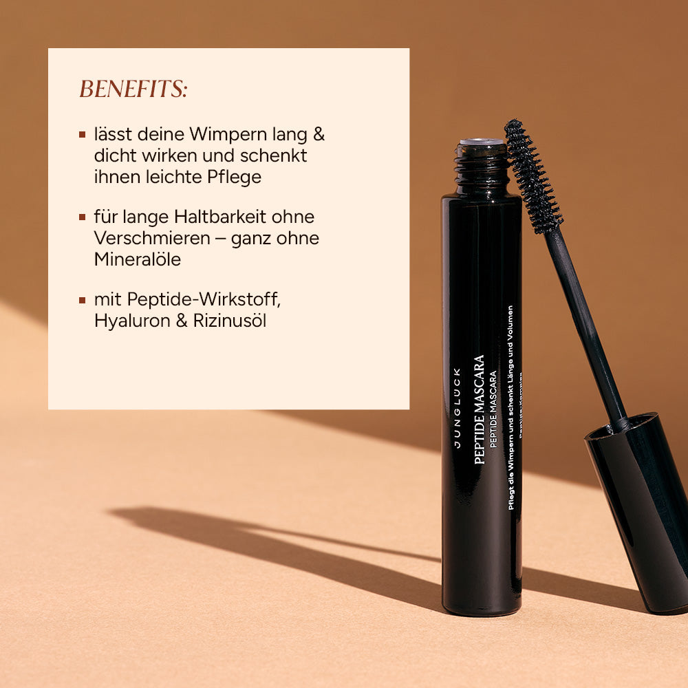 Junglück Peptide Mascara in Braunglasflasche - Benefits