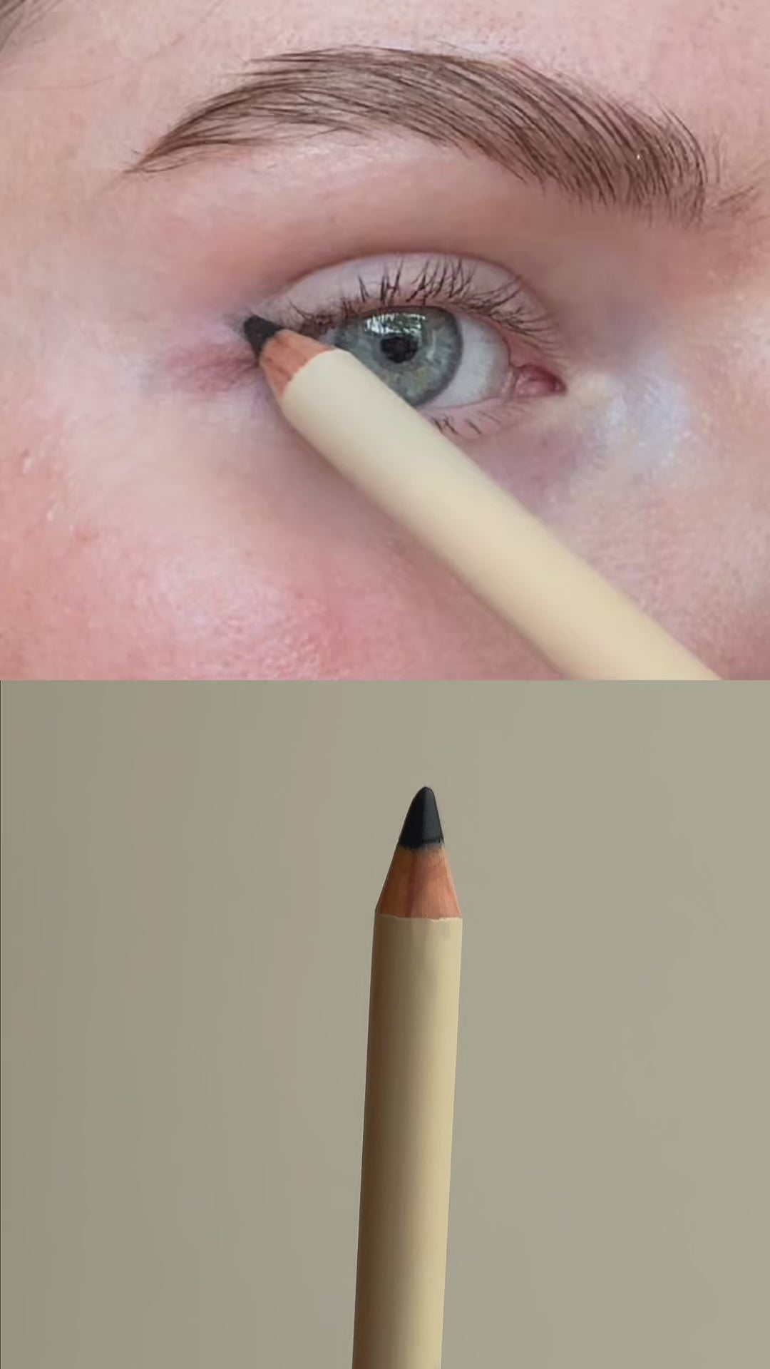 Junglück Kajal schwarz wird von Frau als Eyeliner aufgetragen