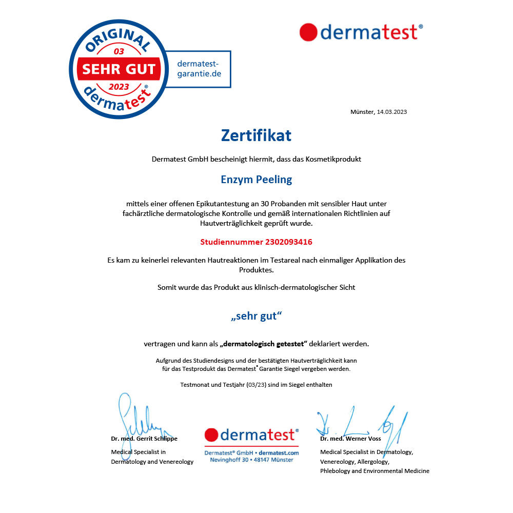 Zertifikat Enzym Peeling JUNGLÜCK